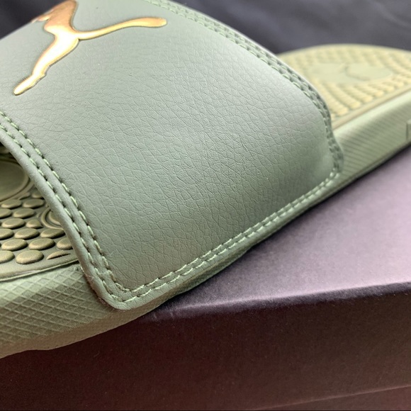 Puma Cool Cat Grass Green Women’s Slides - Picture 7 of 9